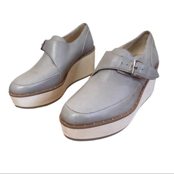 Zara Gray Leather Loafer Platform Creepers Shoes
